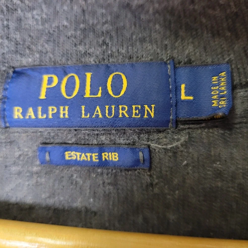 Polo Ralph Lauren Mens Estate Rib Quarter Zip Pullover Sweater Grey Large